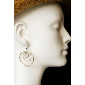 Sterling Silver Boho Triple Hoop Earrings 925 Marked Tested 2" Geometric Drops